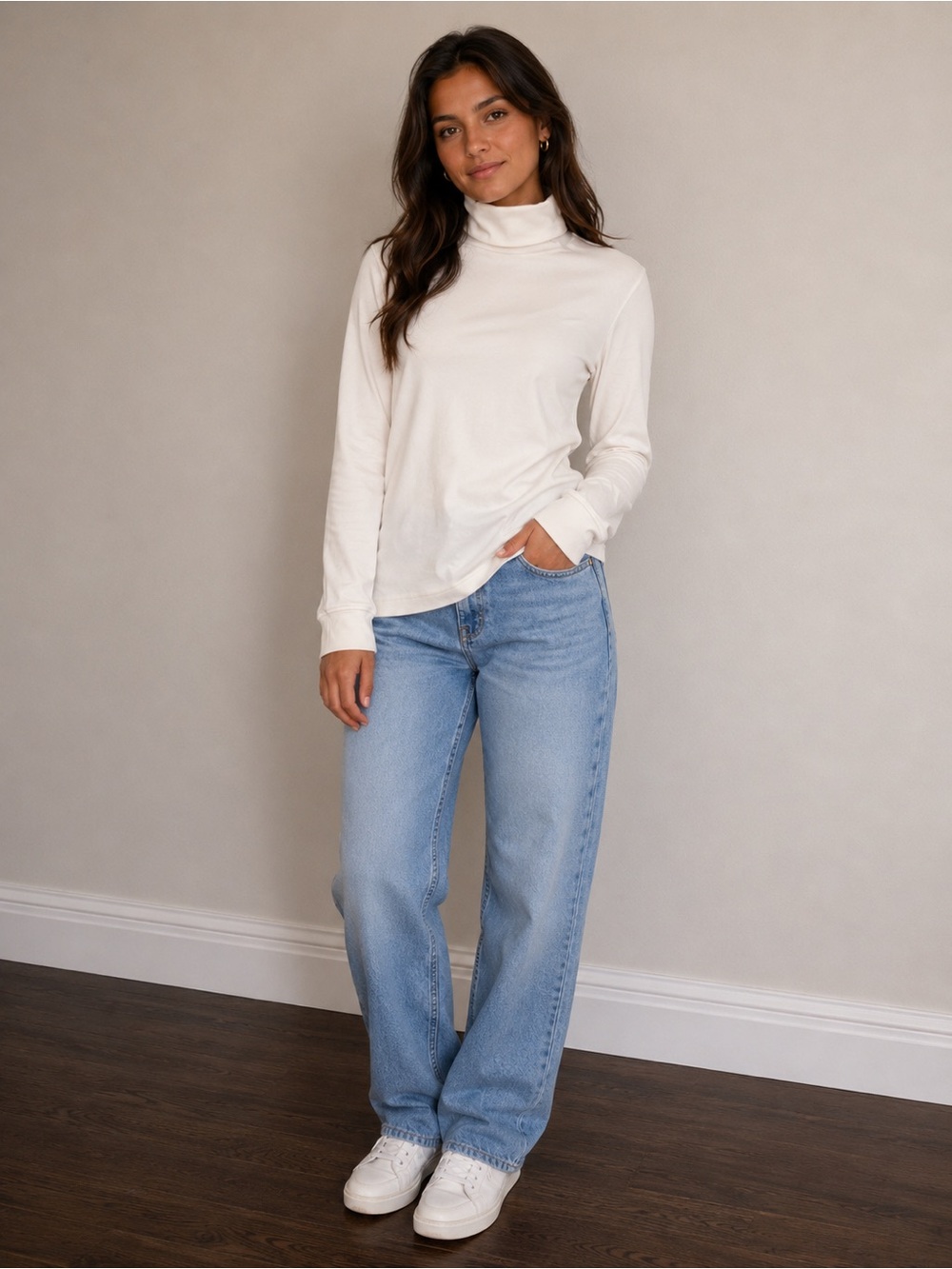 Cherokee White Crew Neck Tee with Branded Tag